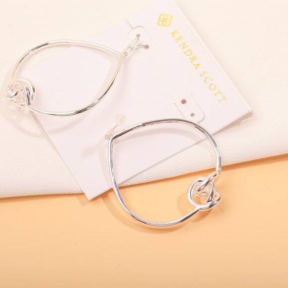 NEW Kendra Scott Presleigh Love Knot Bright Silver Earrings - Picture 3 of 3